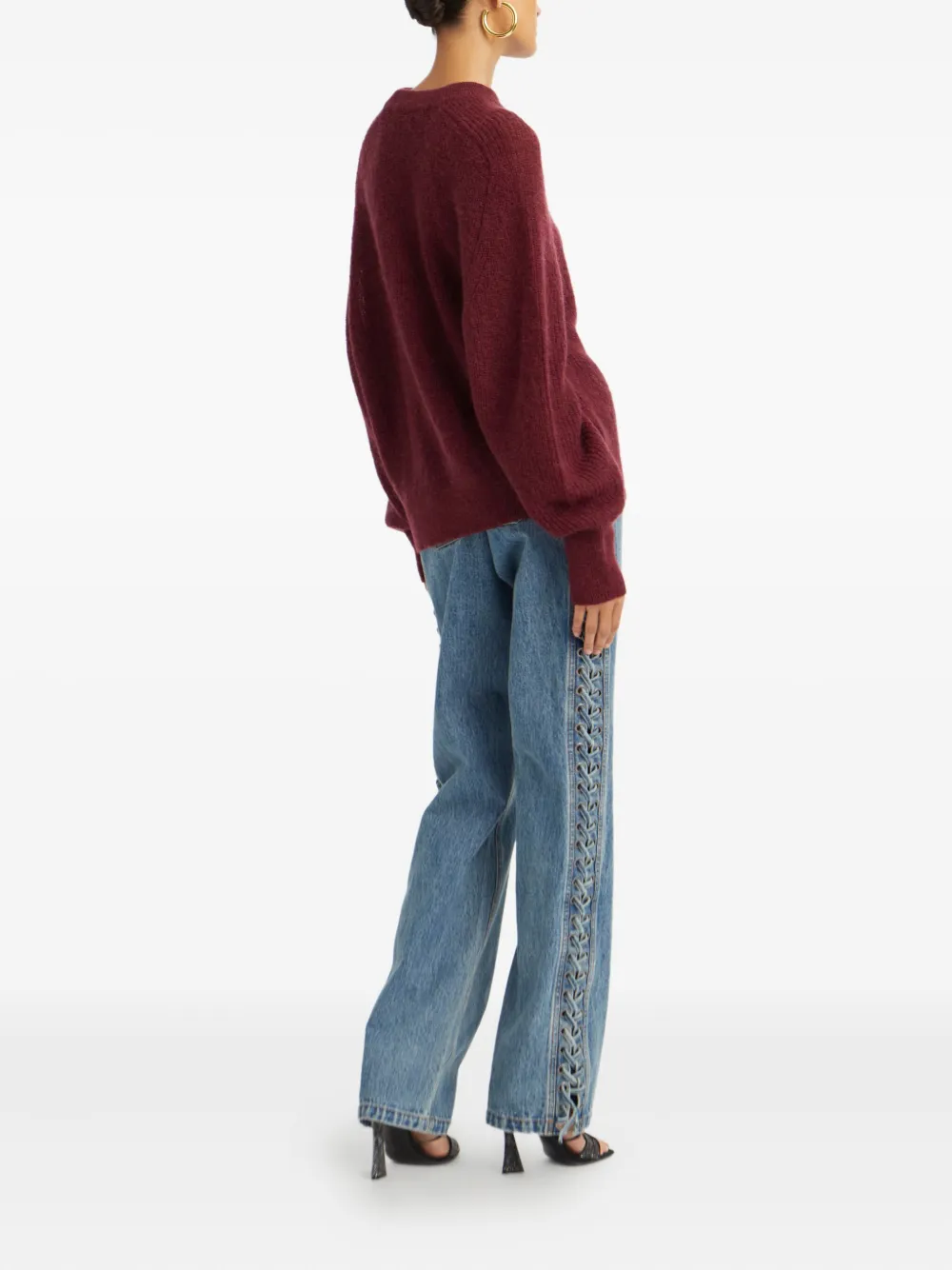 ROTATE BIRGER CHRISTENSEN Trui met logopatch en ballonmouwen Rood