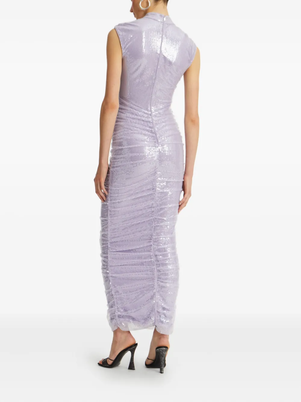 ROTATE BIRGER CHRISTENSEN Midi-jurk met pailletten en hoge hals Paars
