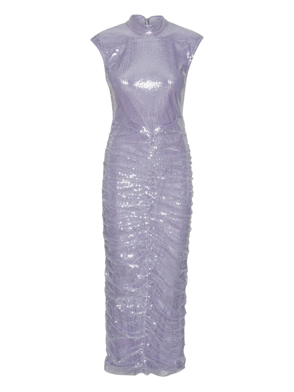 ROTATE BIRGER CHRISTENSEN Midi-jurk met pailletten en hoge hals Paars