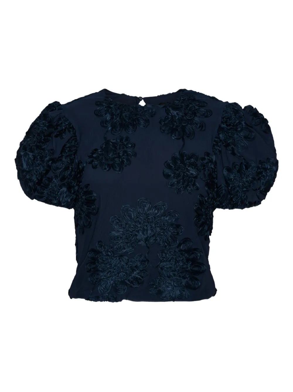 ROTATE BIRGER CHRISTENSEN Top met pofmouwen en bloemenprint Blauw