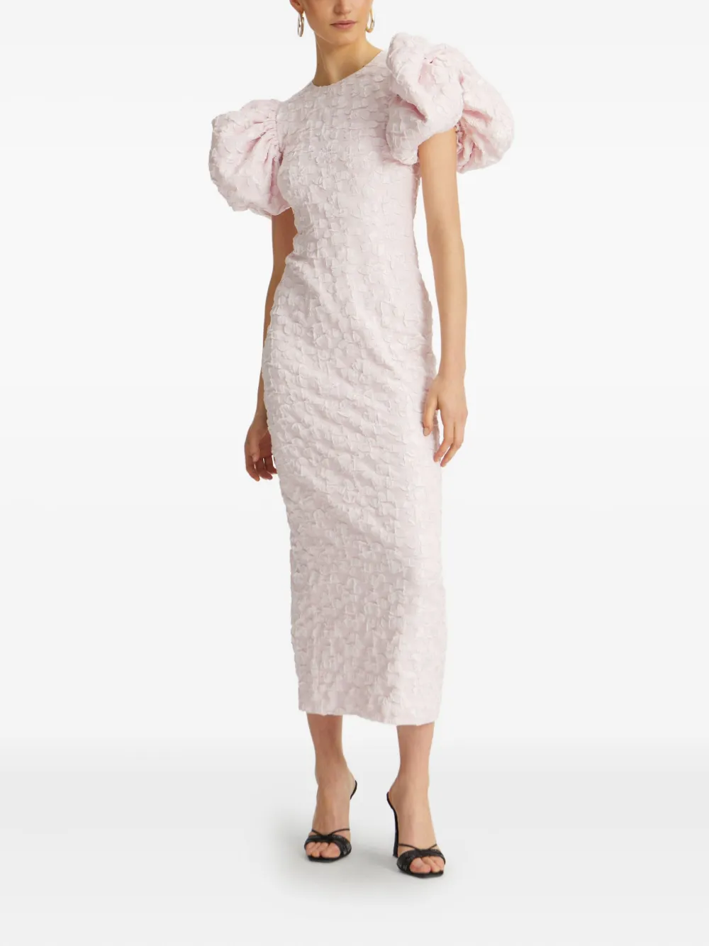 ROTATE BIRGER CHRISTENSEN Maxi-jurk met pofmouwen en jacquard Roze