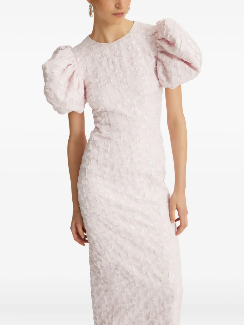 ROTATE BIRGER CHRISTENSEN Maxi-jurk met pofmouwen en jacquard Roze