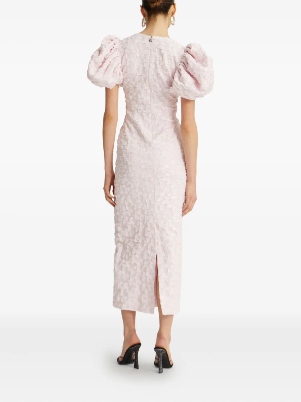 ROTATE BIRGER CHRISTENSEN Maxi-jurk met pofmouwen en jacquard Roze