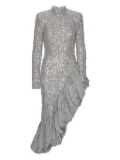 ROTATE BIRGER CHRISTENSEN sequin ruffled asymmetric dress - Grey