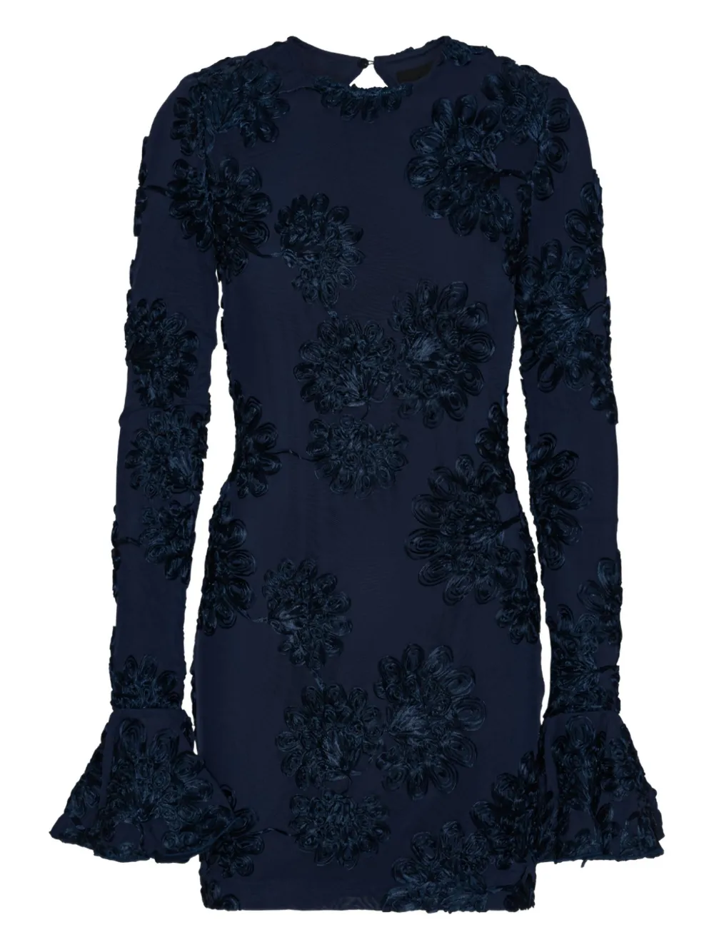 ROTATE BIRGER CHRISTENSEN Mini-jurk met mesh en 3D bloemen Blauw