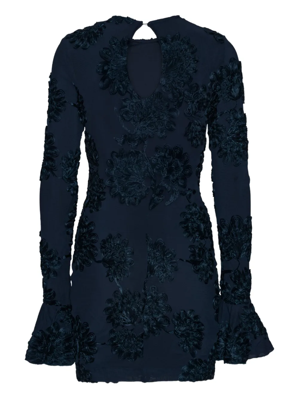 ROTATE BIRGER CHRISTENSEN Mini-jurk met mesh en 3D bloemen Blauw