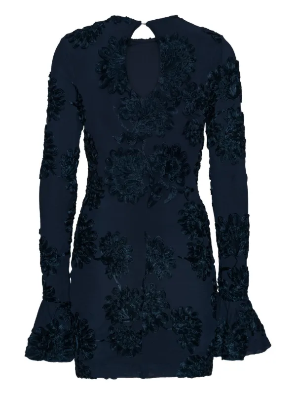 ROTATE BIRGER CHRISTENSEN 3D Floral Mesh Mini Dress | Blue