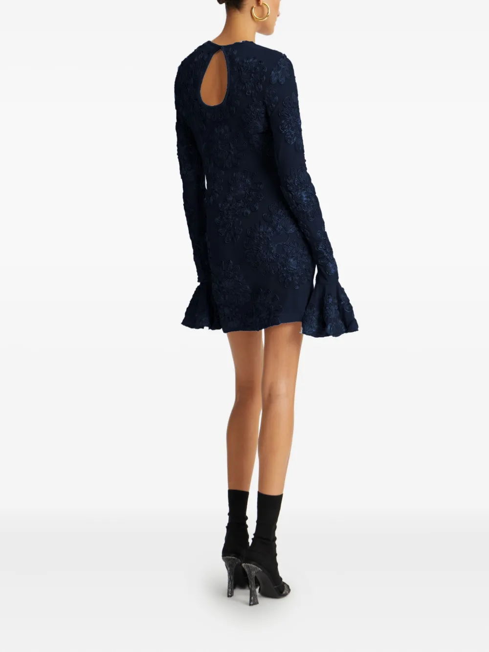 ROTATE BIRGER CHRISTENSEN Mini-jurk met mesh en 3D bloemen Blauw