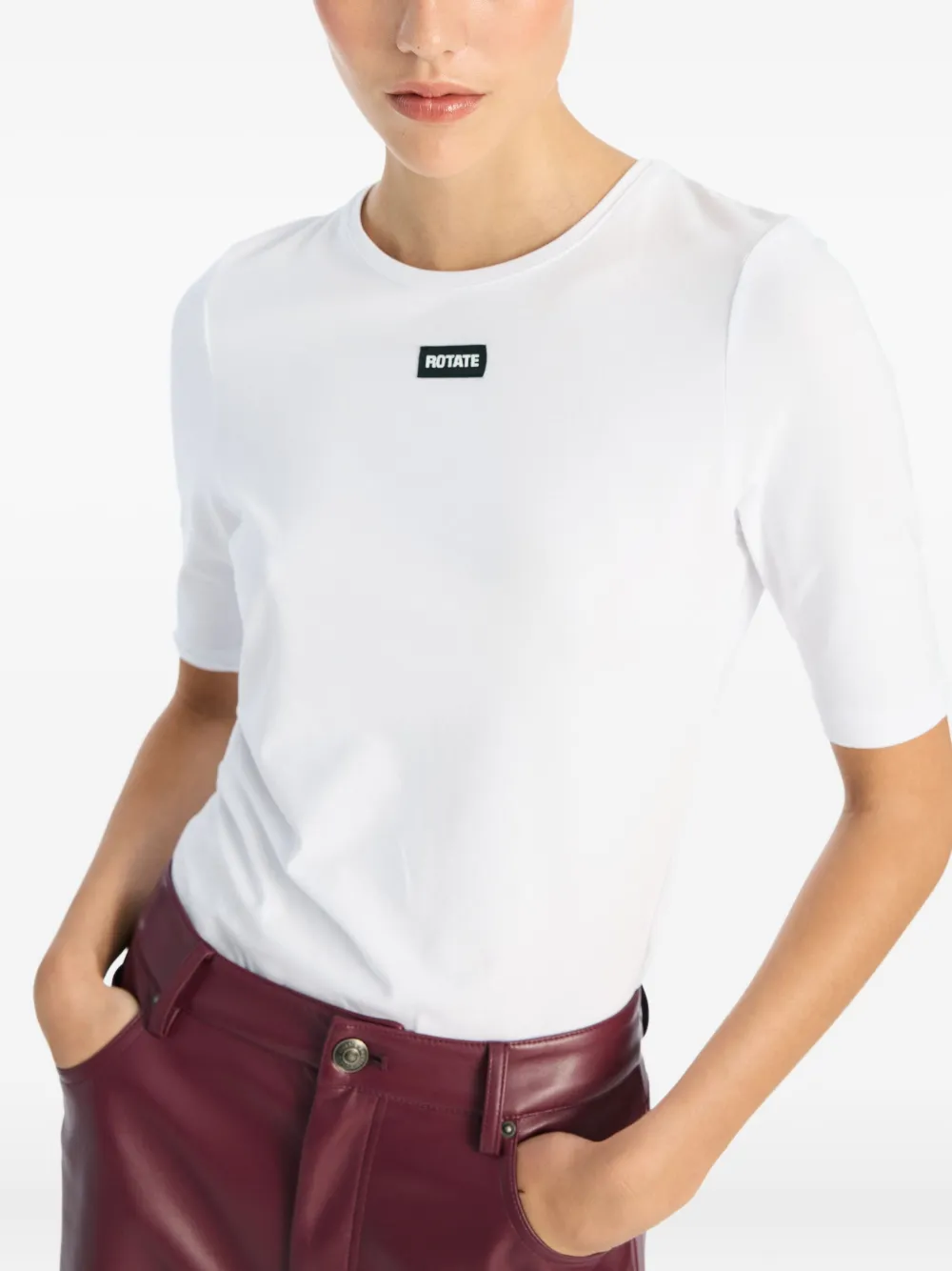 ROTATE BIRGER CHRISTENSEN T-shirt met logopatch Wit