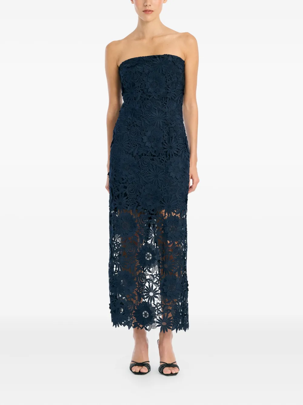ROTATE BIRGER CHRISTENSEN Midi-jurk met bloemenkant Blauw