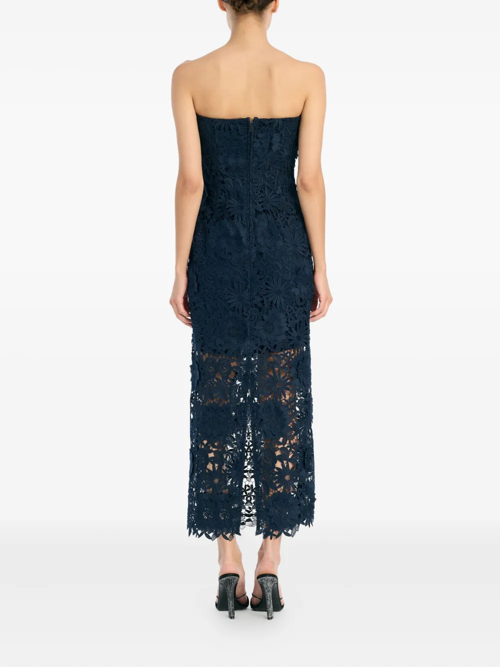 ROTATE BIRGER CHRISTENSEN Midi-jurk met bloemenkant Blauw