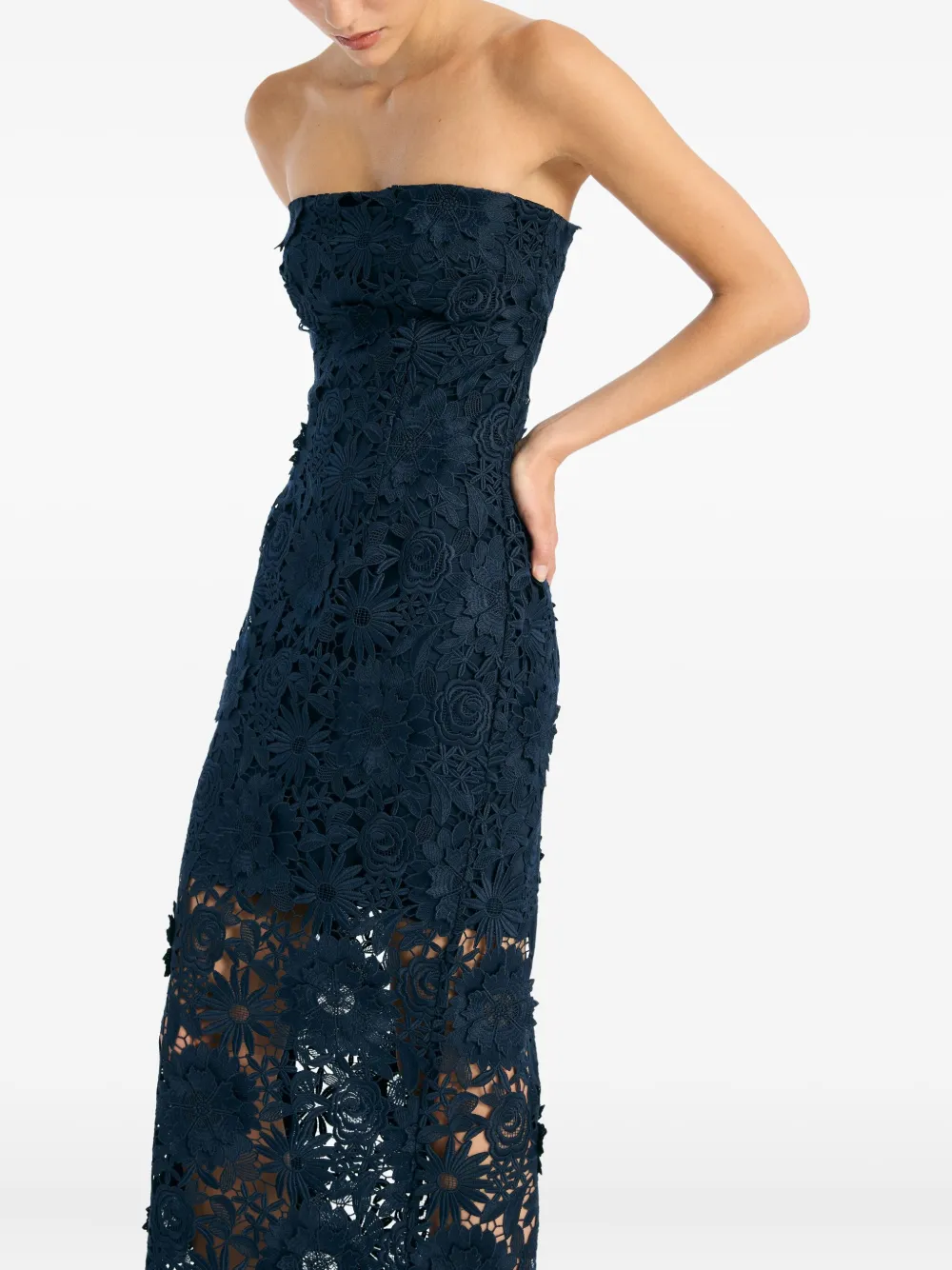 ROTATE BIRGER CHRISTENSEN Midi-jurk met bloemenkant Blauw