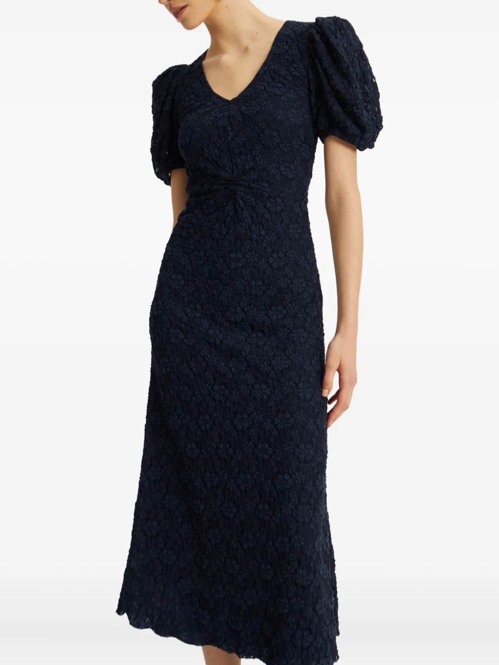 ROTATE BIRGER CHRISTENSEN Midi-jurk met pofmouwen Blauw