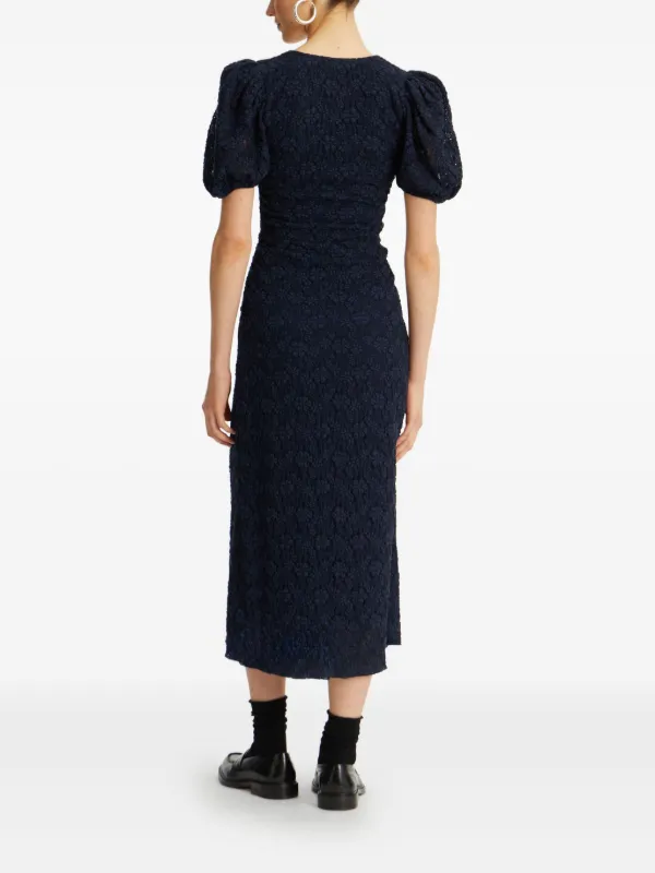 ROTATE BIRGER CHRISTENSEN puff-sleeve Lace Midi Dress | Blue | FARFETCH GE