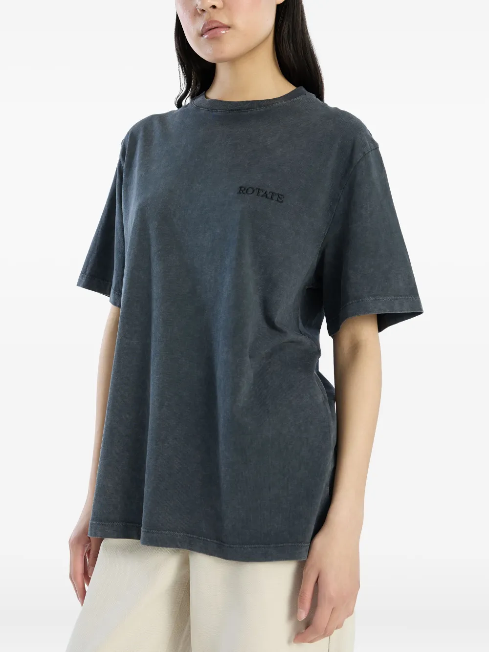 ROTATE BIRGER CHRISTENSEN T-shirt met geborduurd logo Grijs