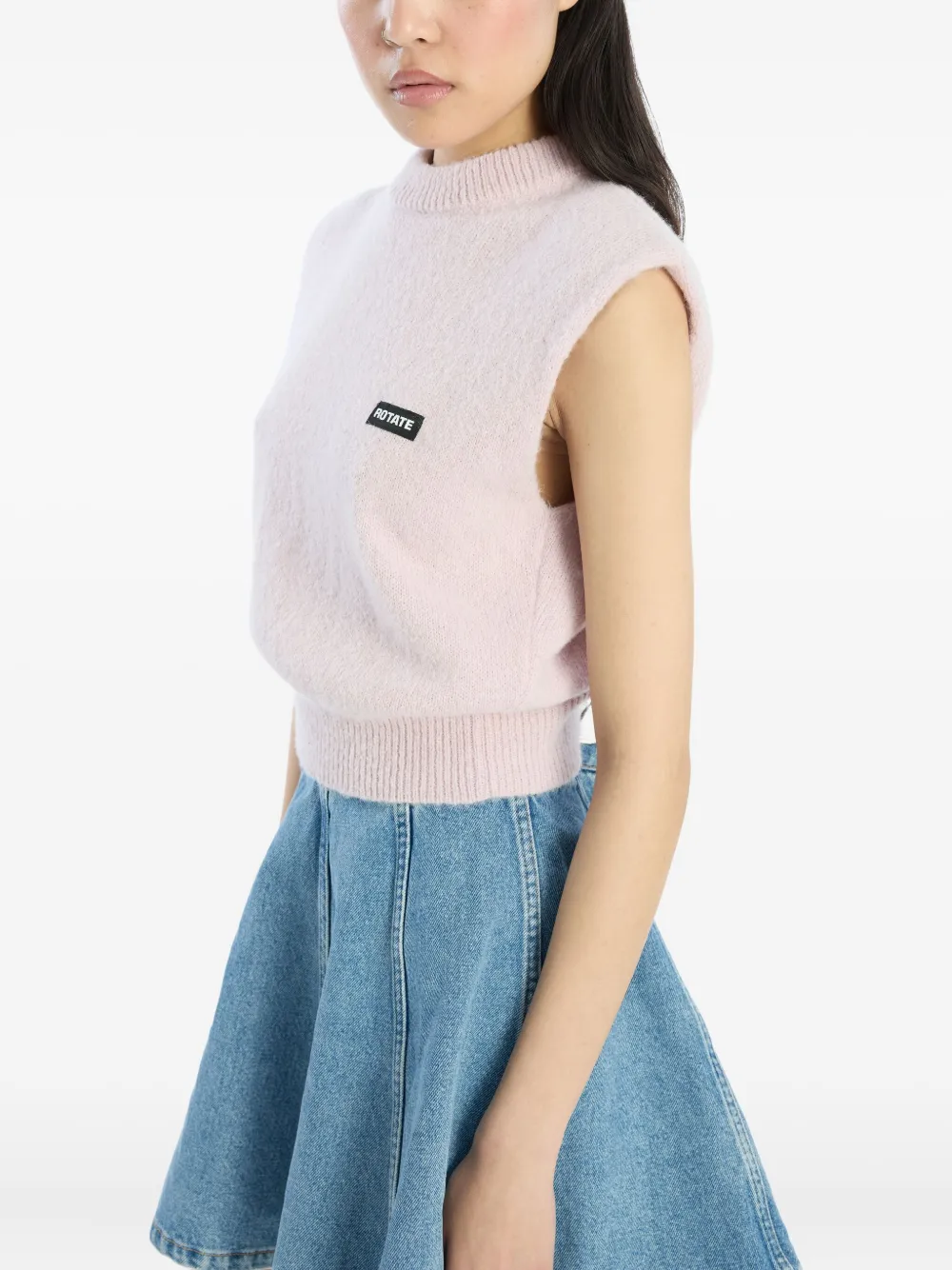 ROTATE BIRGER CHRISTENSEN padded-shoulder knit vest Roze