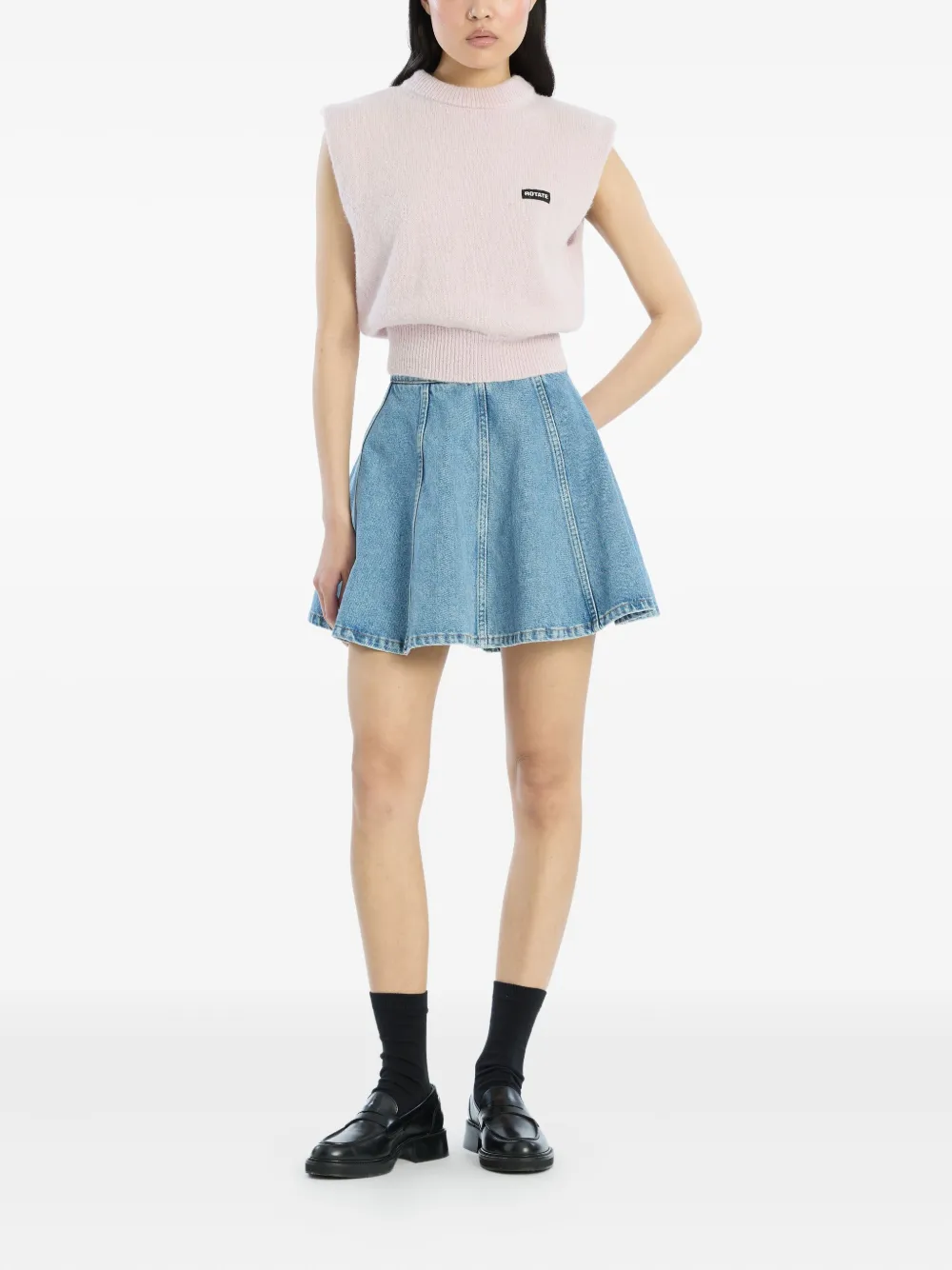 ROTATE BIRGER CHRISTENSEN padded-shoulder knit vest Roze