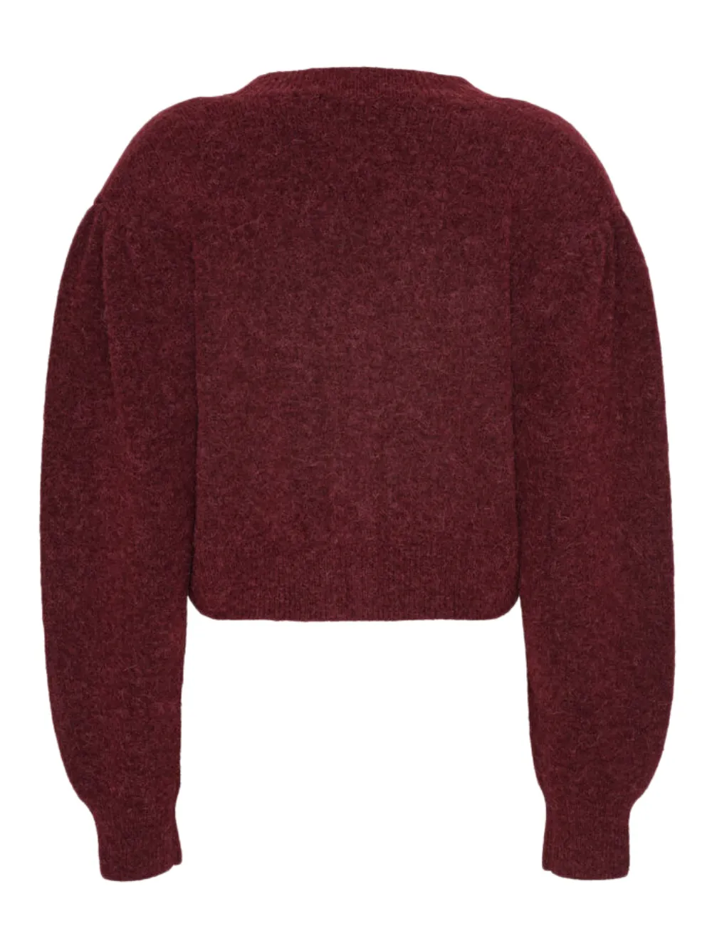 Rotate Birger Christensen Rose-embellished Puff-sleeve Cardigan In Burgundy
