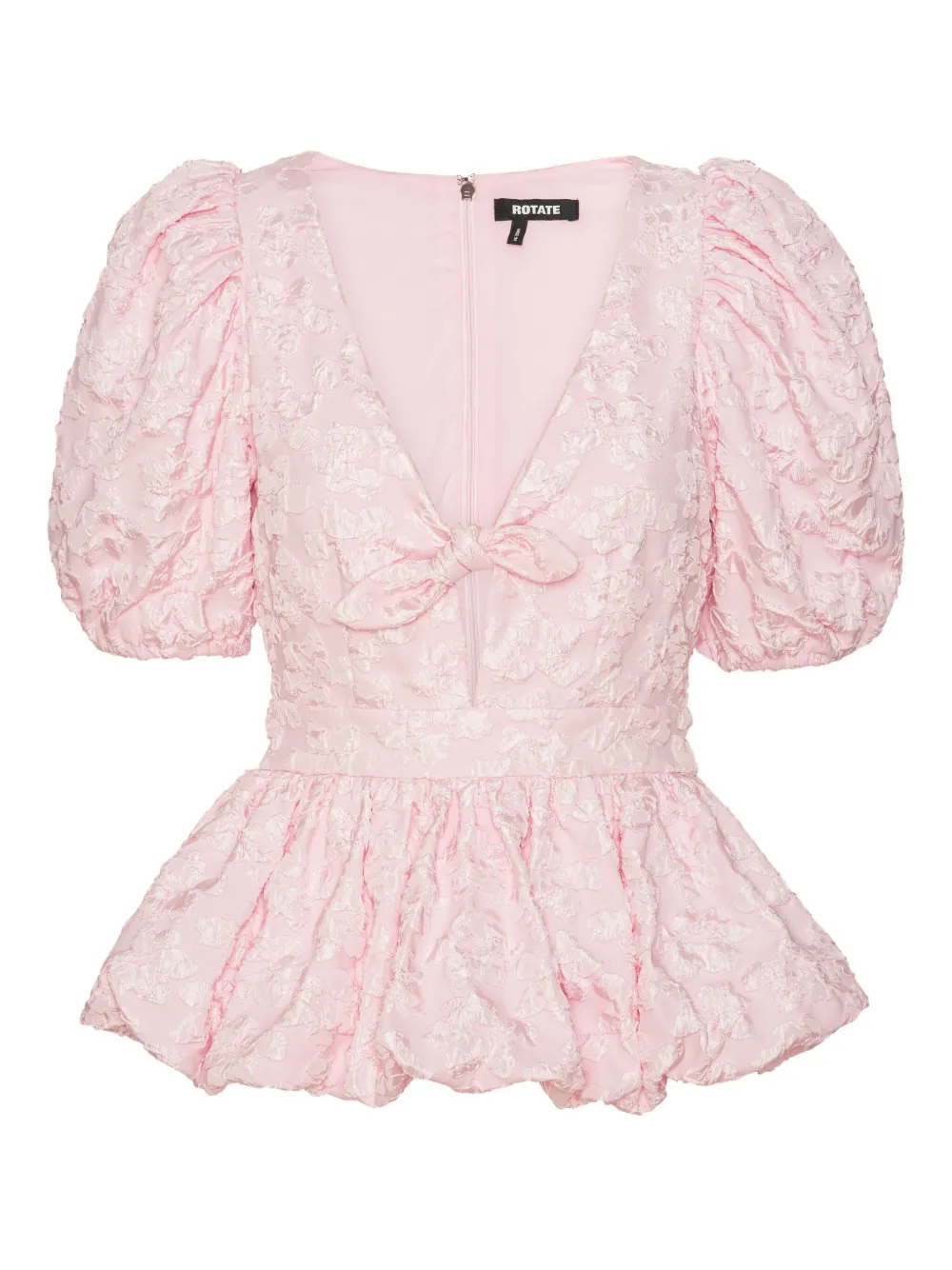 ROTATE BIRGER CHRISTENSEN puff-sleeve jacquard top Roze