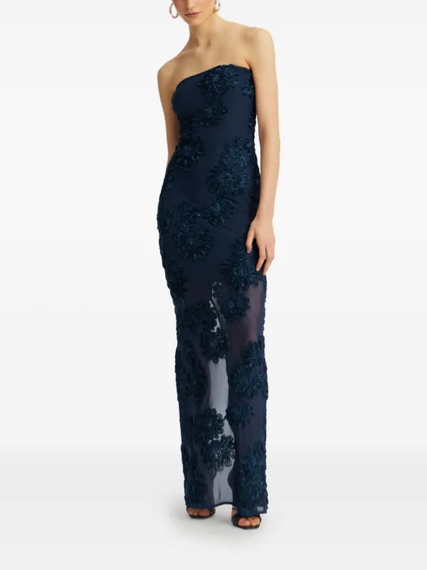 Rotate By Birger Christensen Floral Mesh Maxi Dress - Blue