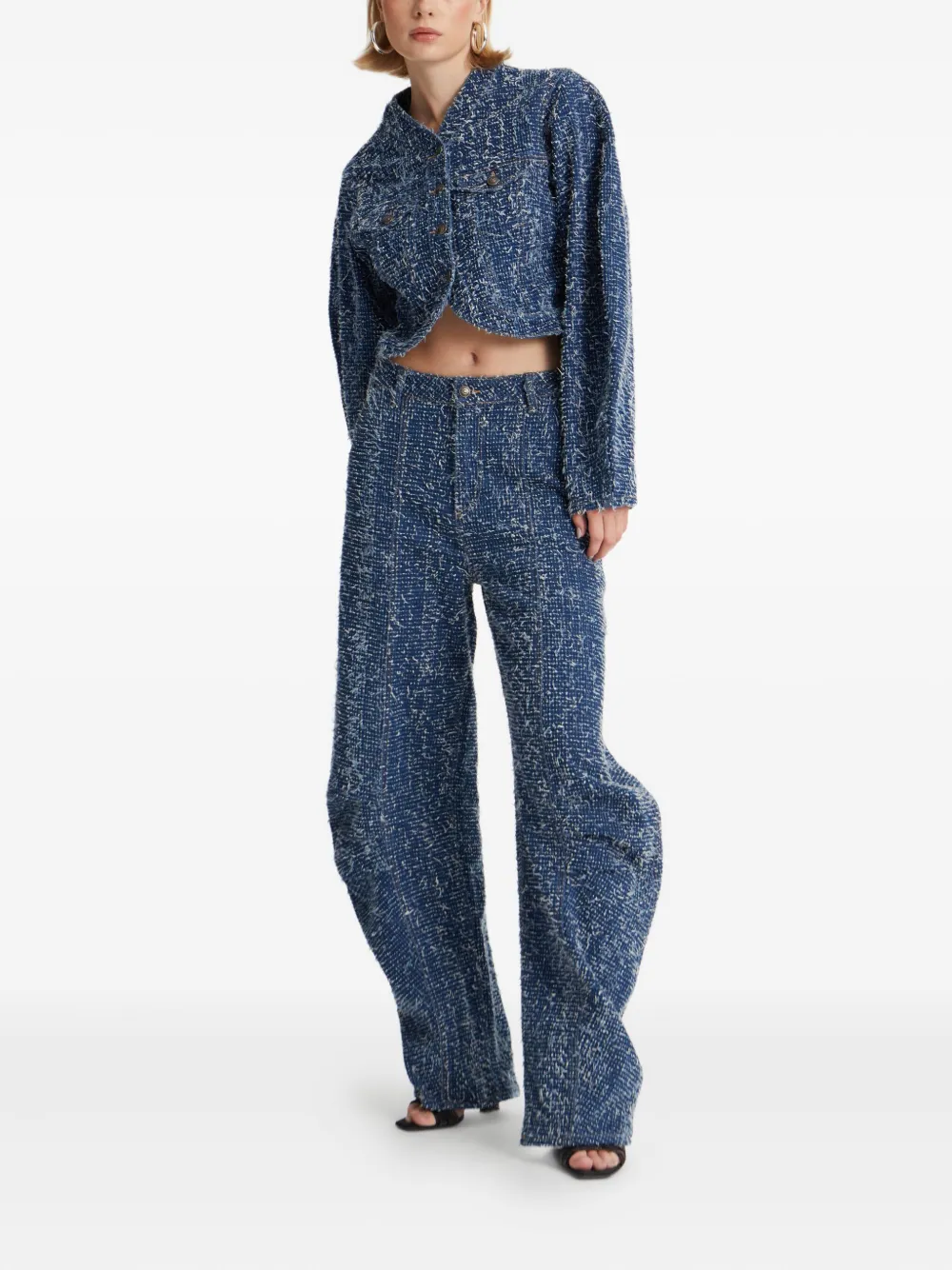 ROTATE BIRGER CHRISTENSEN Ruimvallende broek met afwerking Blauw