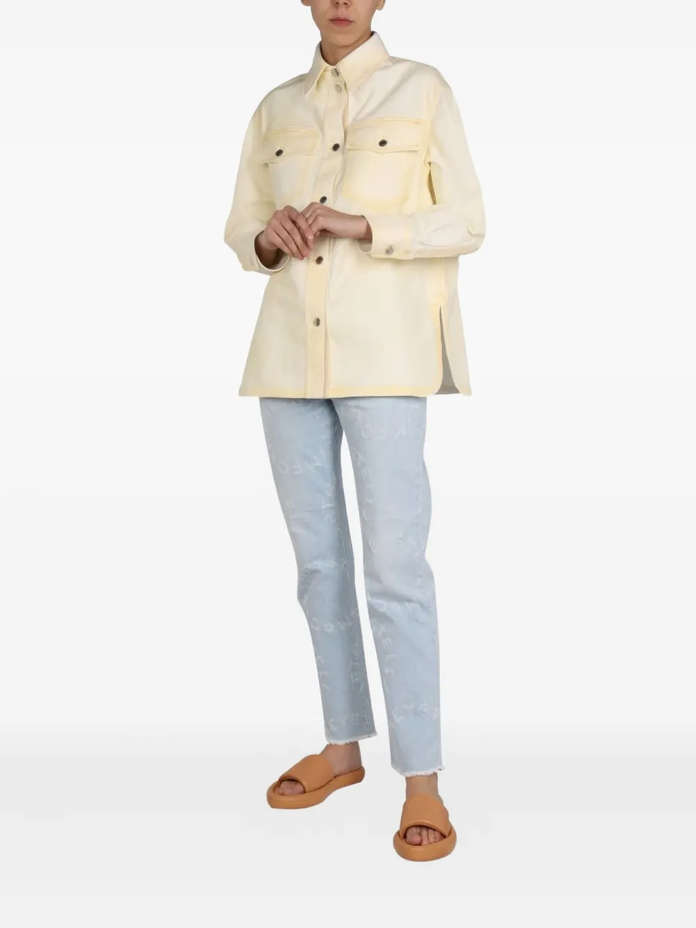 Stella Mccartney Pocket Denim Jacket In Yellow