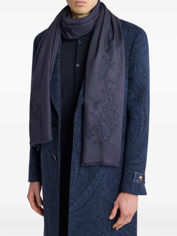 ETRO コットンカシミア ストライプペーズリー柄スカーフ ETRO コットンカシミア ストライプペーズリー柄スカーフ ETRO