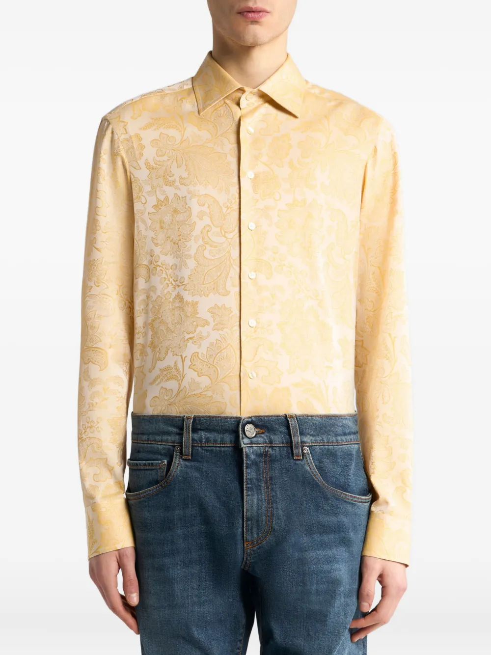 ETRO Overhemd met bloemen-jacquard Geel