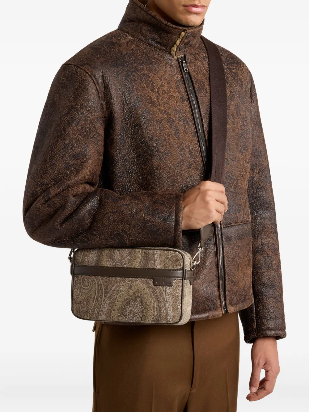 ETRO Crossbodytas met paisley-jacquard Bruin