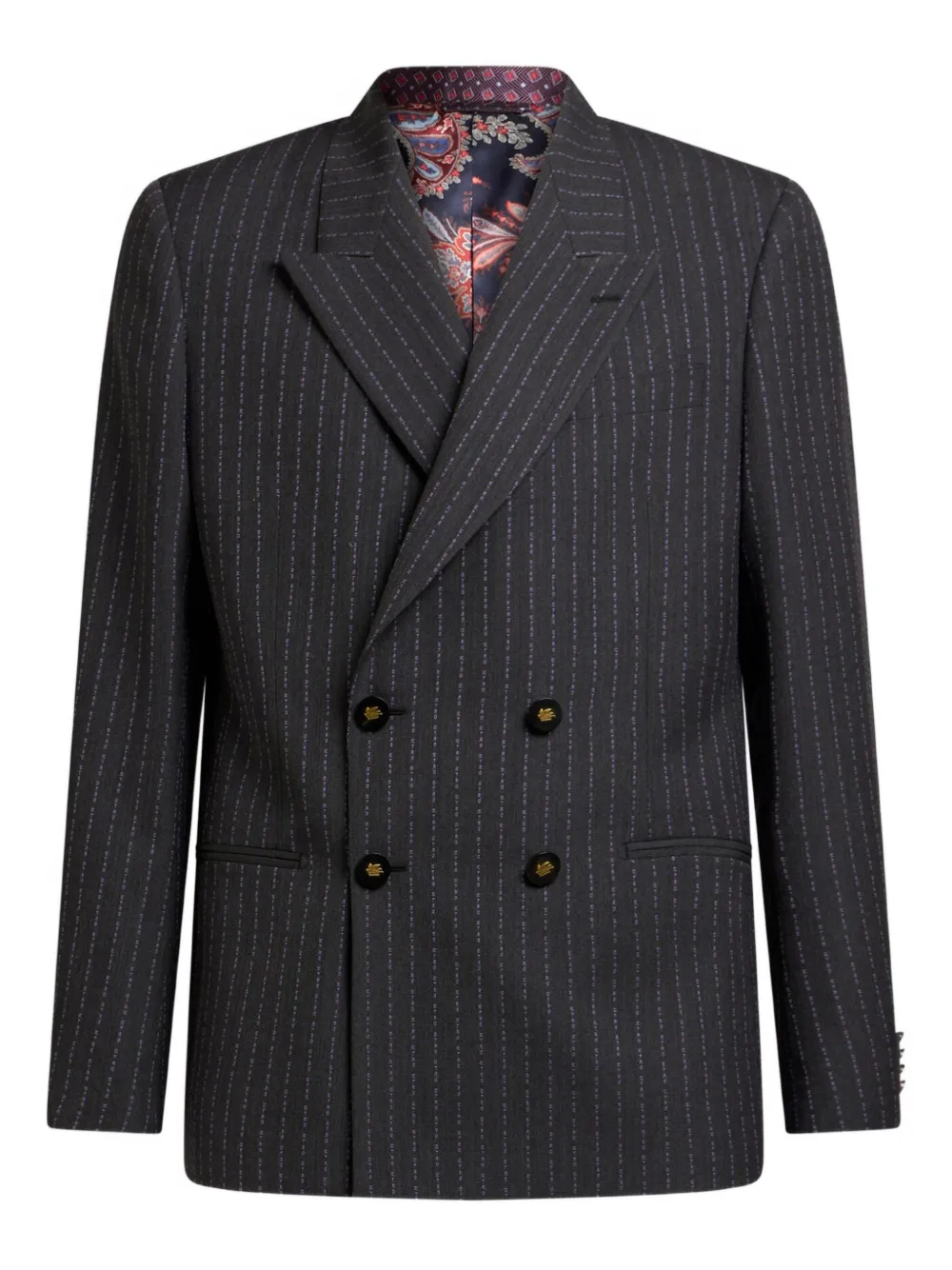 ETRO Blazer met krijtstreep en dubbele rij knopen Grijs