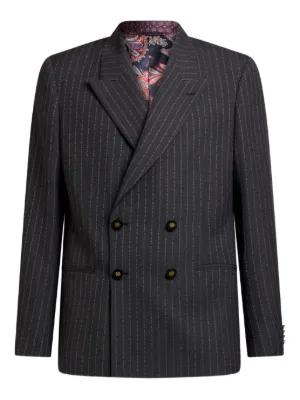 【送料&関税込】Etro Double-breasted Wool Blazer ETRO double-breasted Wool Blazer | Blue | FARFETCH BH