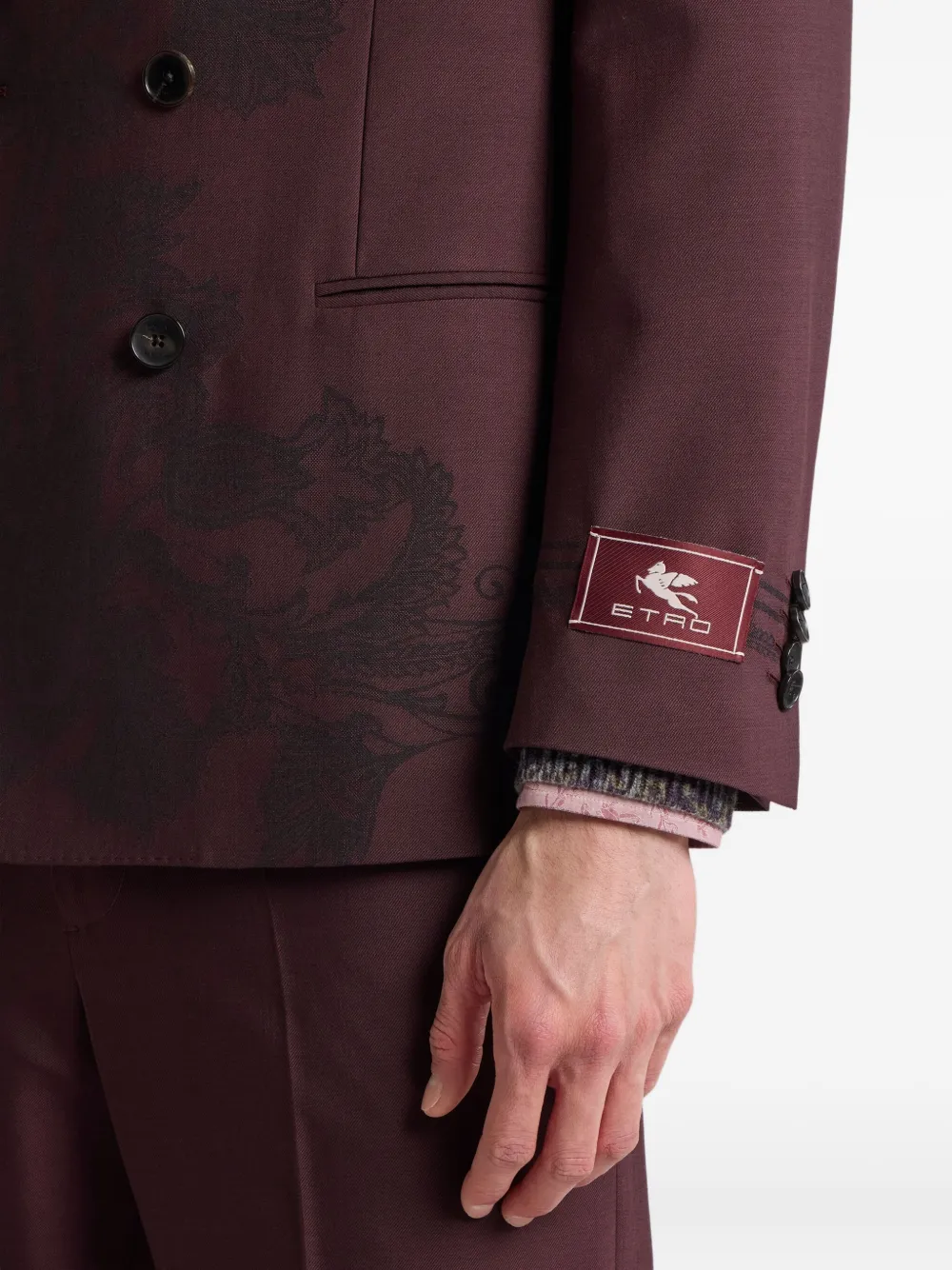 ETRO Jack met dubbele rij knopen en paisley-print Grijs