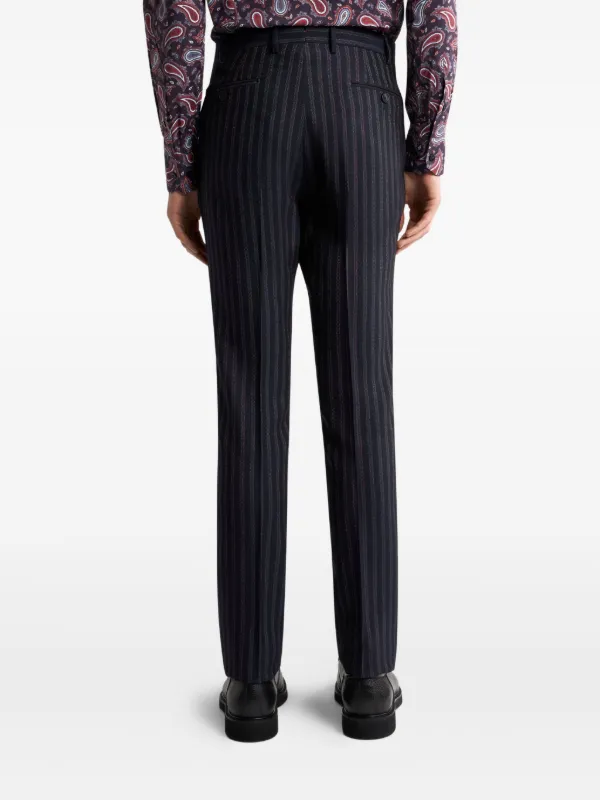 パンツ Etro Blue Pinstriped Virgin Wool Straight Pants ETRO Pinstripe Wool Trousers | Blue | FARFETCH GE
