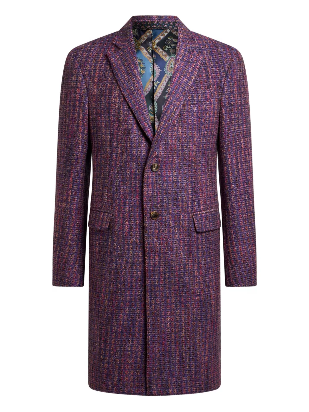 ETRO tweed single-breasted coat Paars
