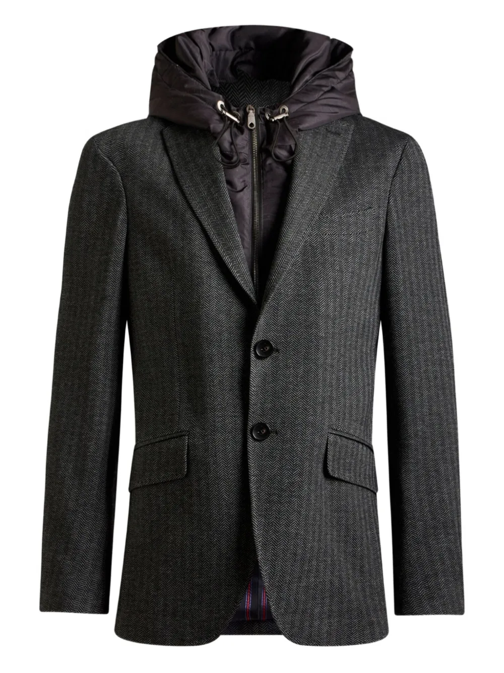 ETRO herringbone detachable-hood blazer Grijs
