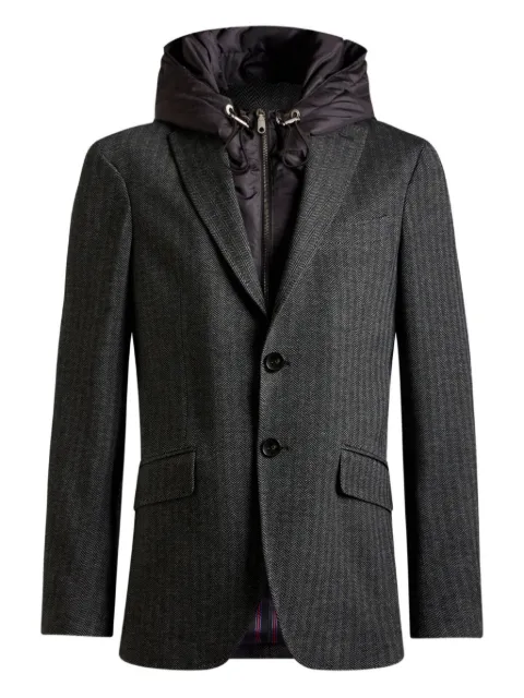 ETRO herringbone detachable-hood blazer