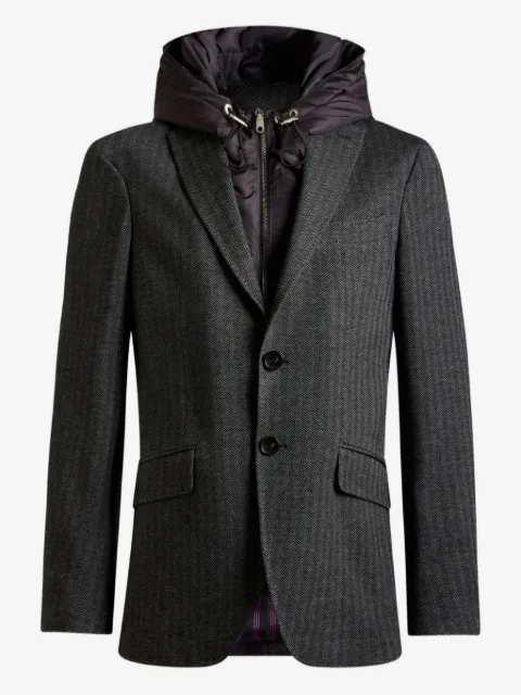 ETRO sildebensmønstret blazer med aftagelig hætte