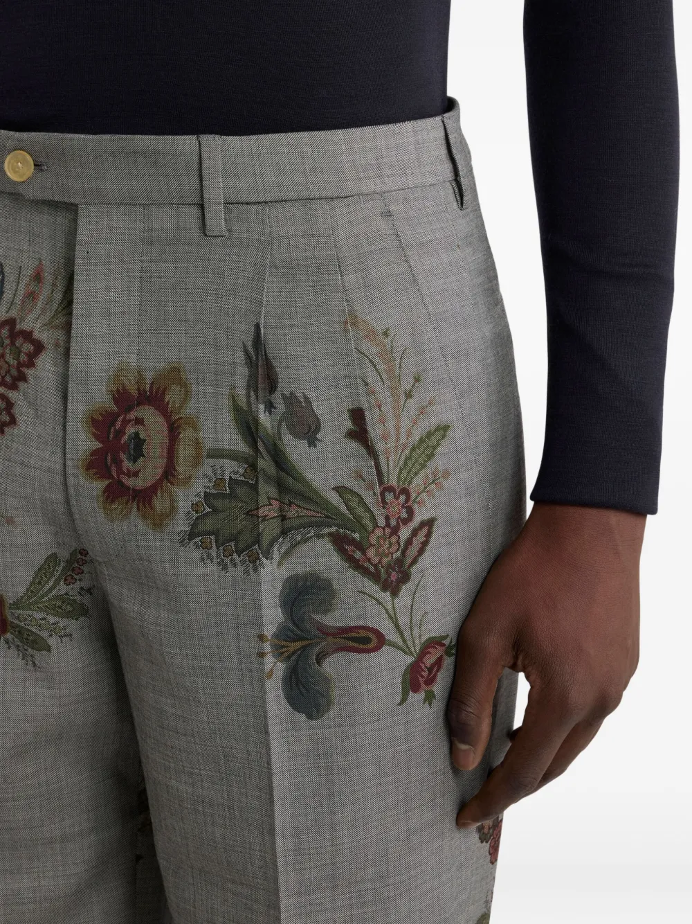 ETRO Plooibroek met bloemenprint Grijs