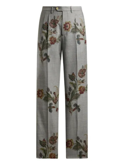 ETRO floral-printed pleated trousers