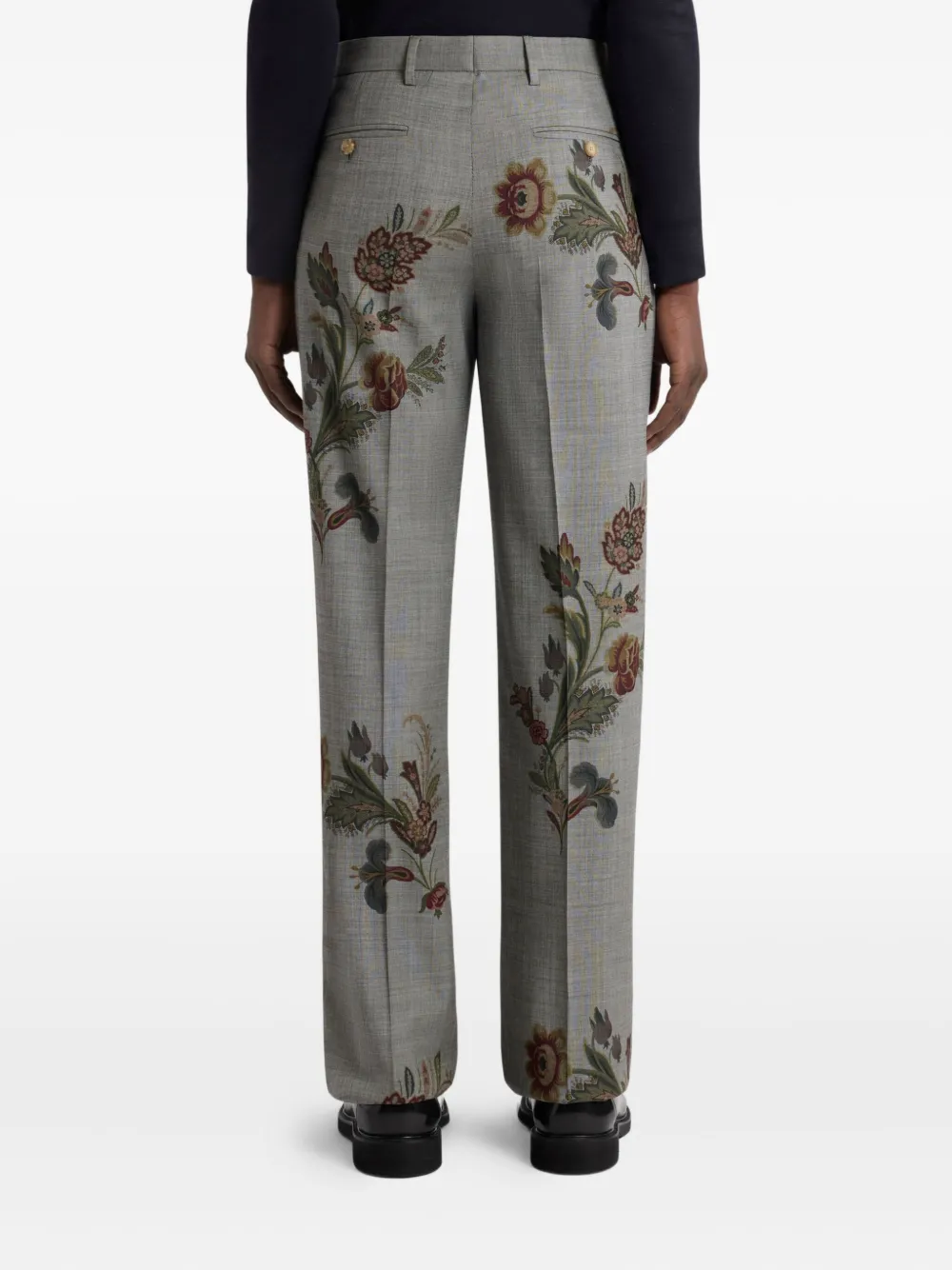 ETRO Plooibroek met bloemenprint Grijs