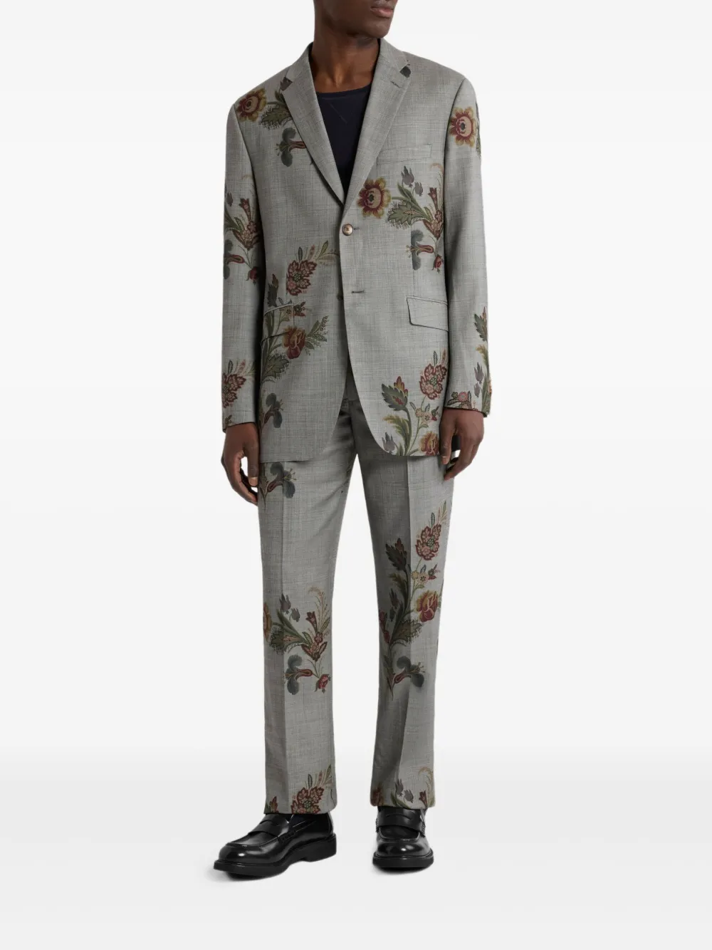ETRO Plooibroek met bloemenprint - Grijs