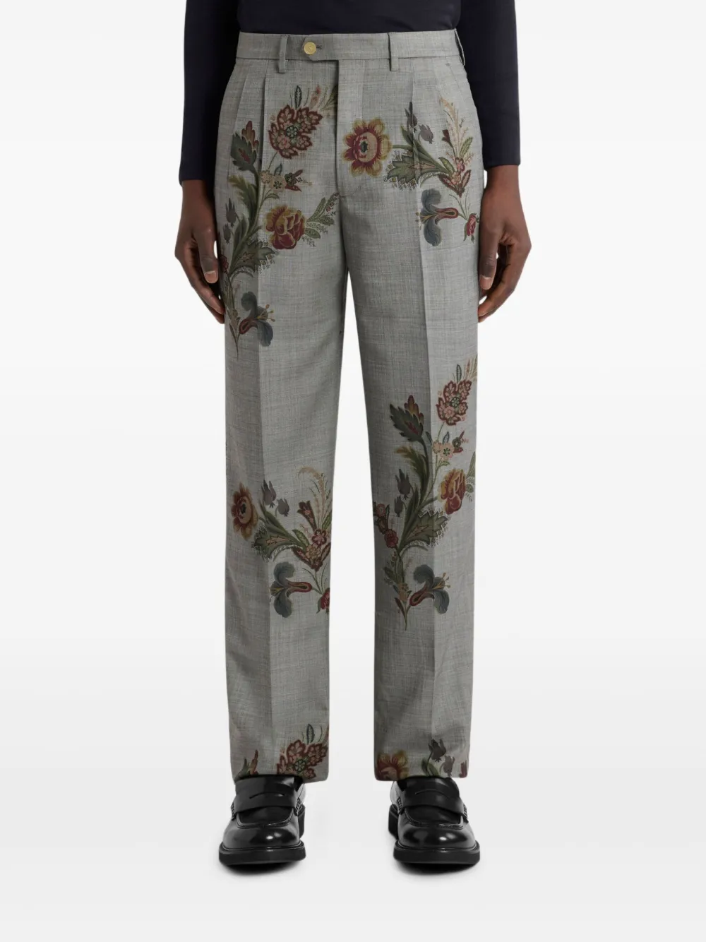 ETRO Plooibroek met bloemenprint Grijs