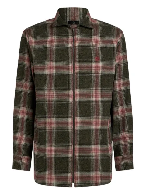 ETRO check zip-up shirt
