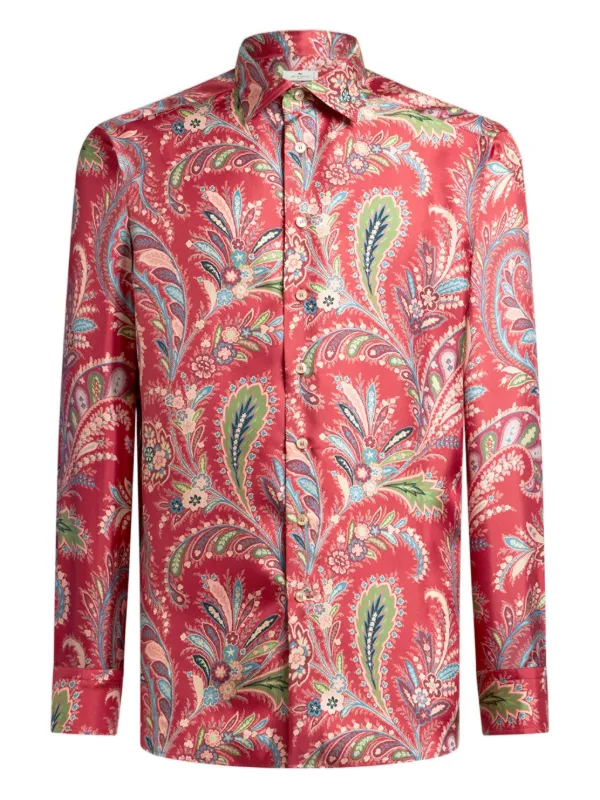 ETRO ペイズリー シルクシャツ | レッド | FARFETCH JP