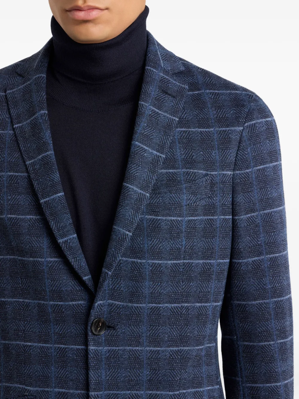 ETRO check-motif quilted jacket Blauw