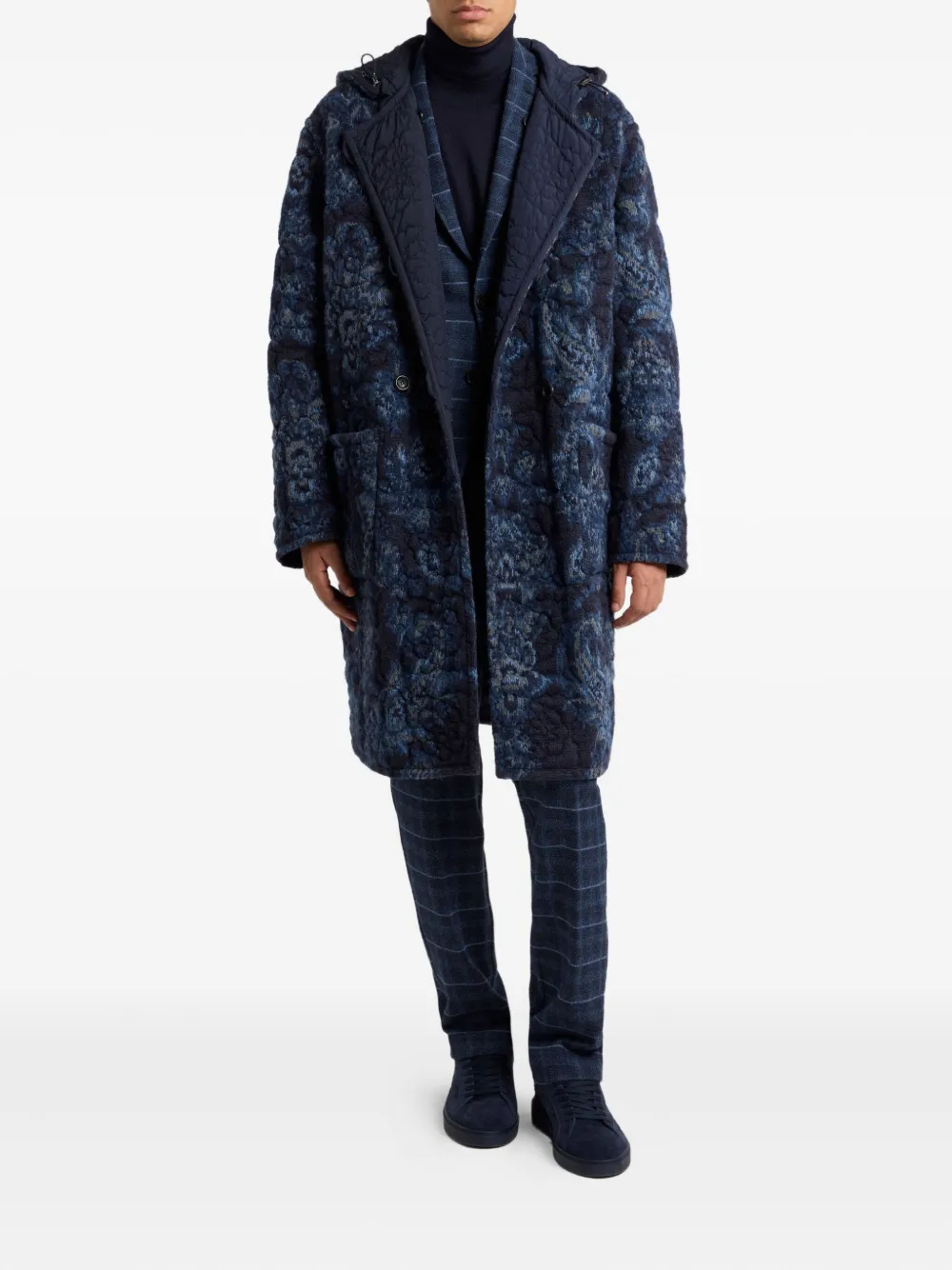 ETRO check-motif quilted jacket Blauw