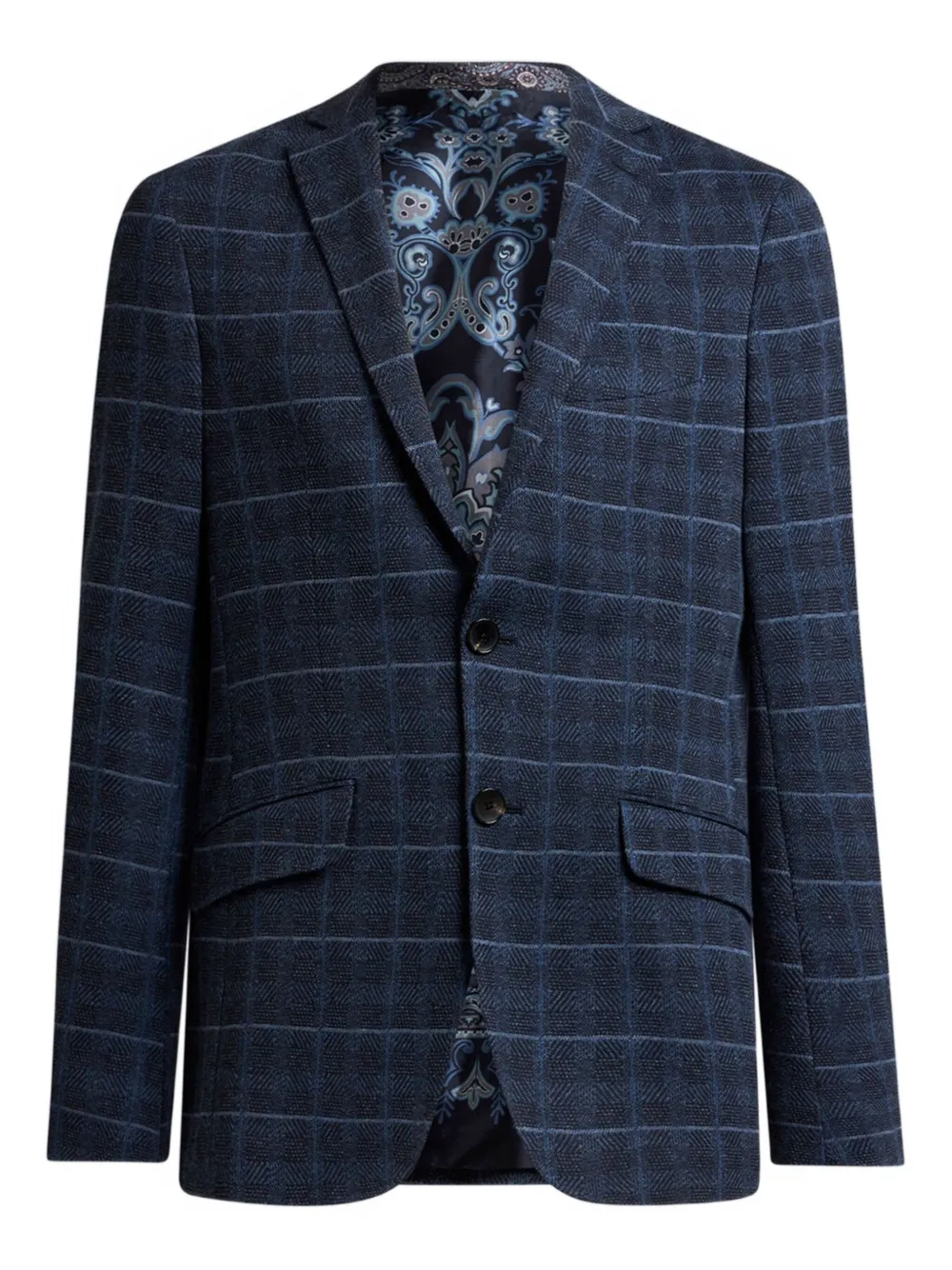 ETRO check-motif quilted jacket Blauw