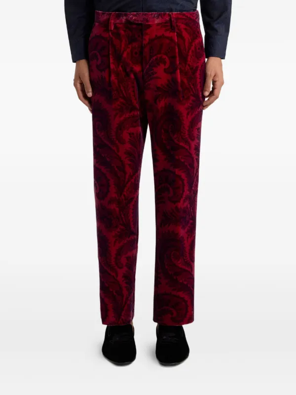 ETRO ペイズリージャカード ベルベットパンツ | レッド ETRO ペイズリージャカード ベルベットパンツ | レッド
