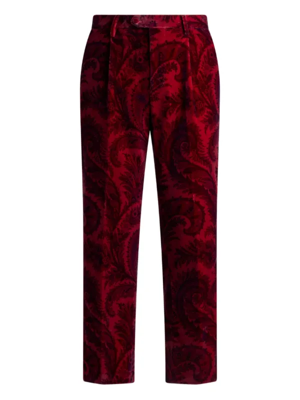 ETRO ペイズリージャカード ベルベットパンツ | レッド ETRO ペイズリージャカード ベルベットパンツ | レッド