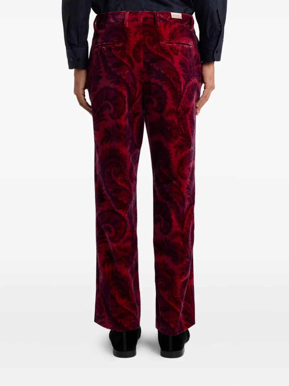 Etro Paisley-jacquard Velvet Trousers In Red